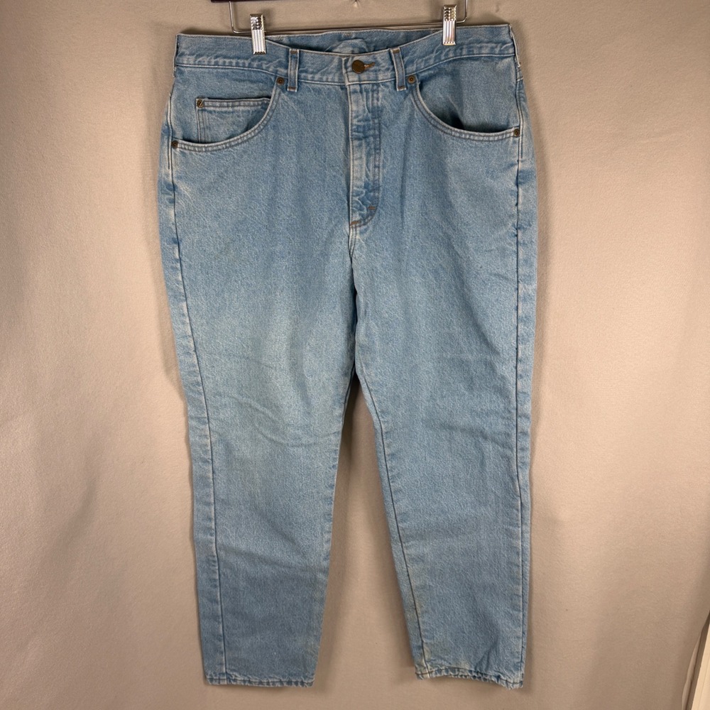 VTG LL Bean Jeans Mens Flannel Lined W38 L32 Light Blue Denim Preppy GUC